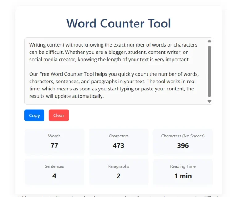 Word Counter Tool