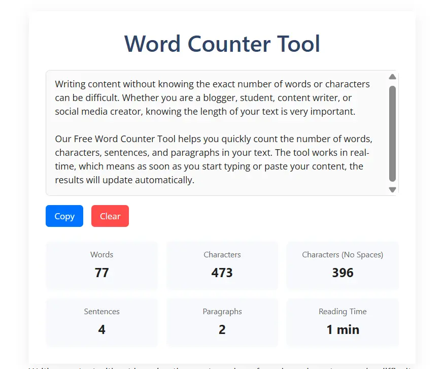 Word Counter Tool